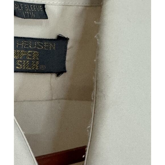 VTG Van Heusen Super Silk Men's Short Sleeve Casual Dress Shirt Neck 17 1/2 READ - Picture 6 of 10